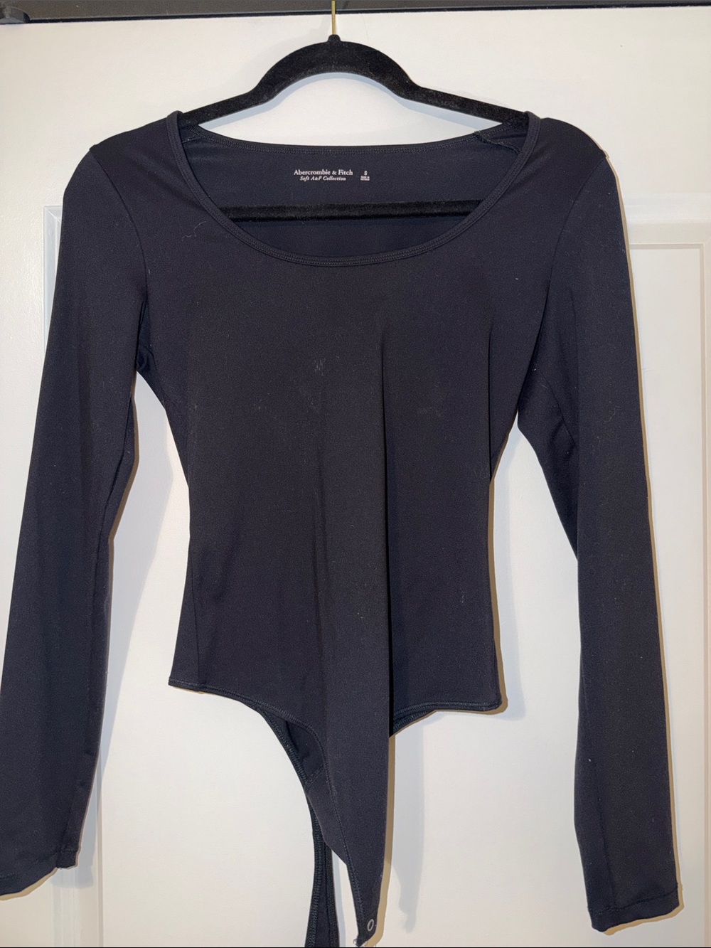 Abercrombie & Fitch Black Asymmetrical Long-Sleeve Bodysuit